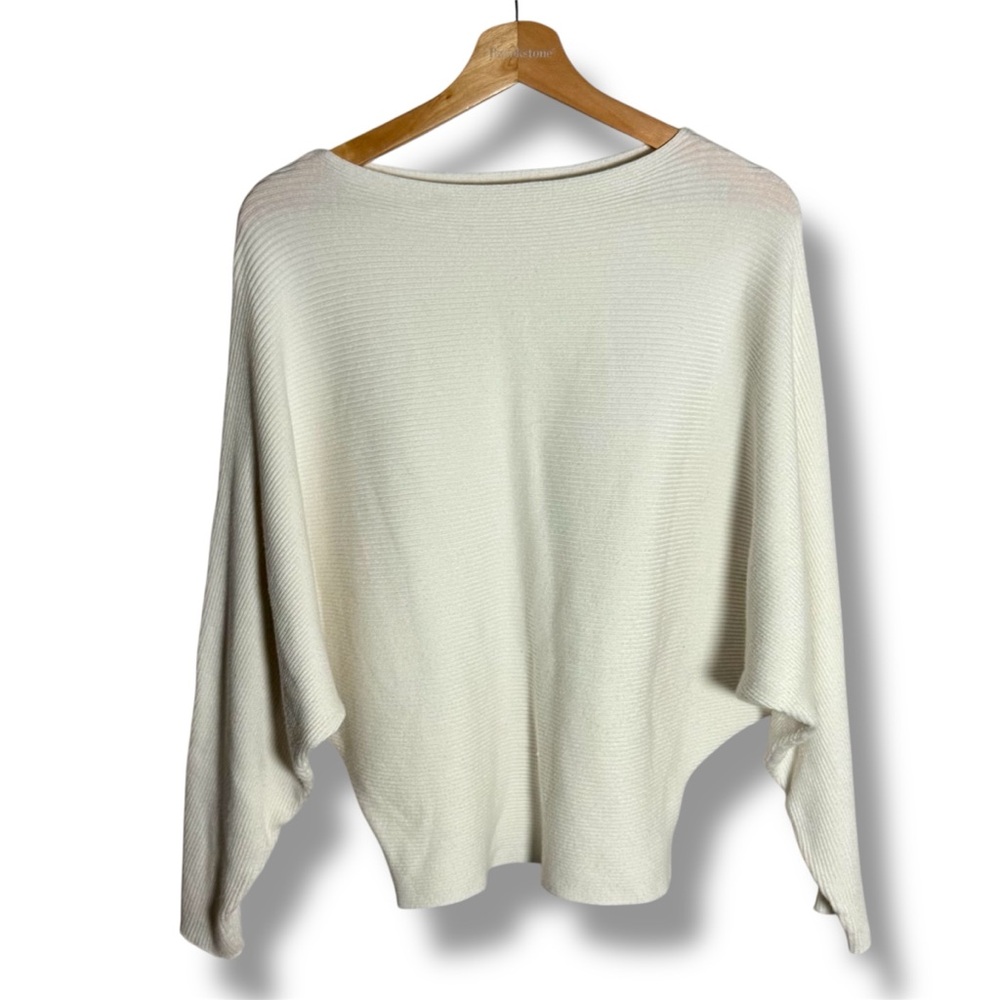 Makarthy Cashmere/Wool Blend Dolman Ivory Knit Sweater